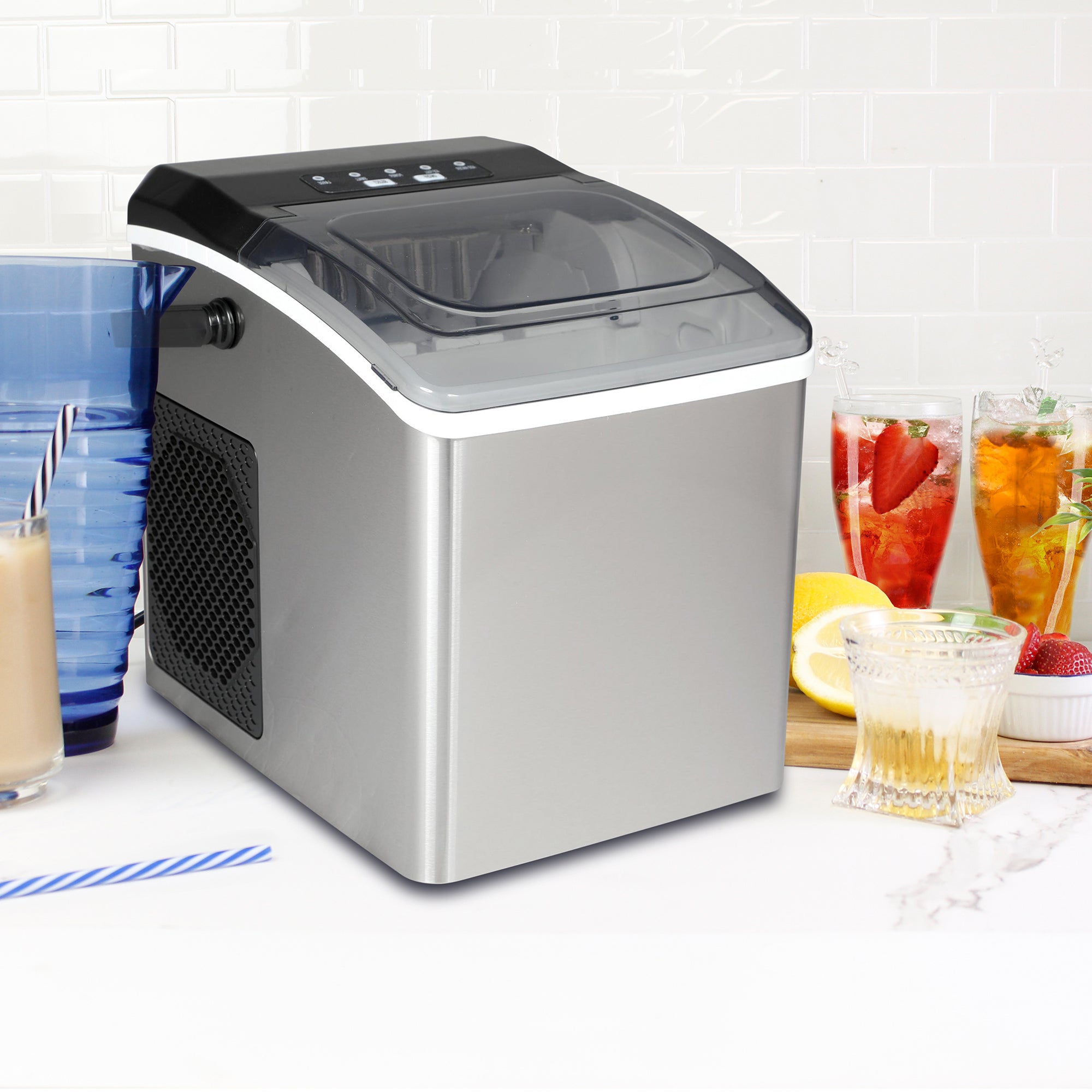 Koolatron KIM26S Ice Makers Countertop, Portable Ice Maker, 26lbs/24Hrs 9 Bullet Ice Cubes Ready in 7 Mins, Self-Cleaning Function, L&S Size, with Ice Scoop and Basket, Perfect for Party