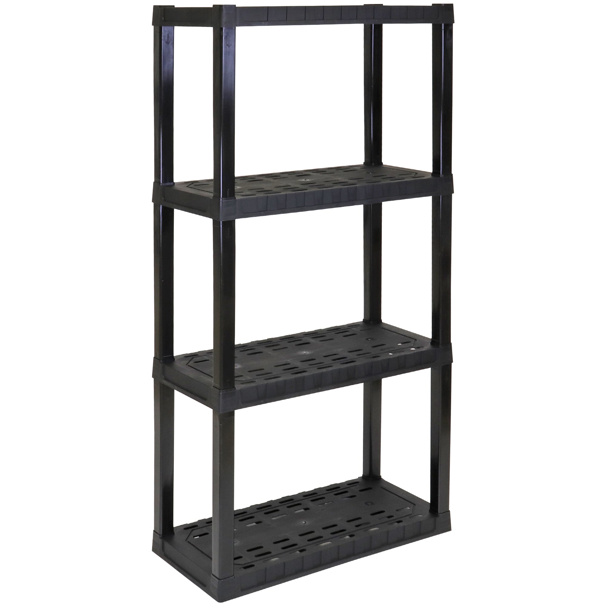 Oskar 4-Tier Storage Shelf, Holds 180 kg, H 145 X W 76 X D 36 CM, Multipurpose Organizer for Cellar, Basement, Utility Shed, Workshop, Tool-Free Assembly, Made With Recycled Materials, Black