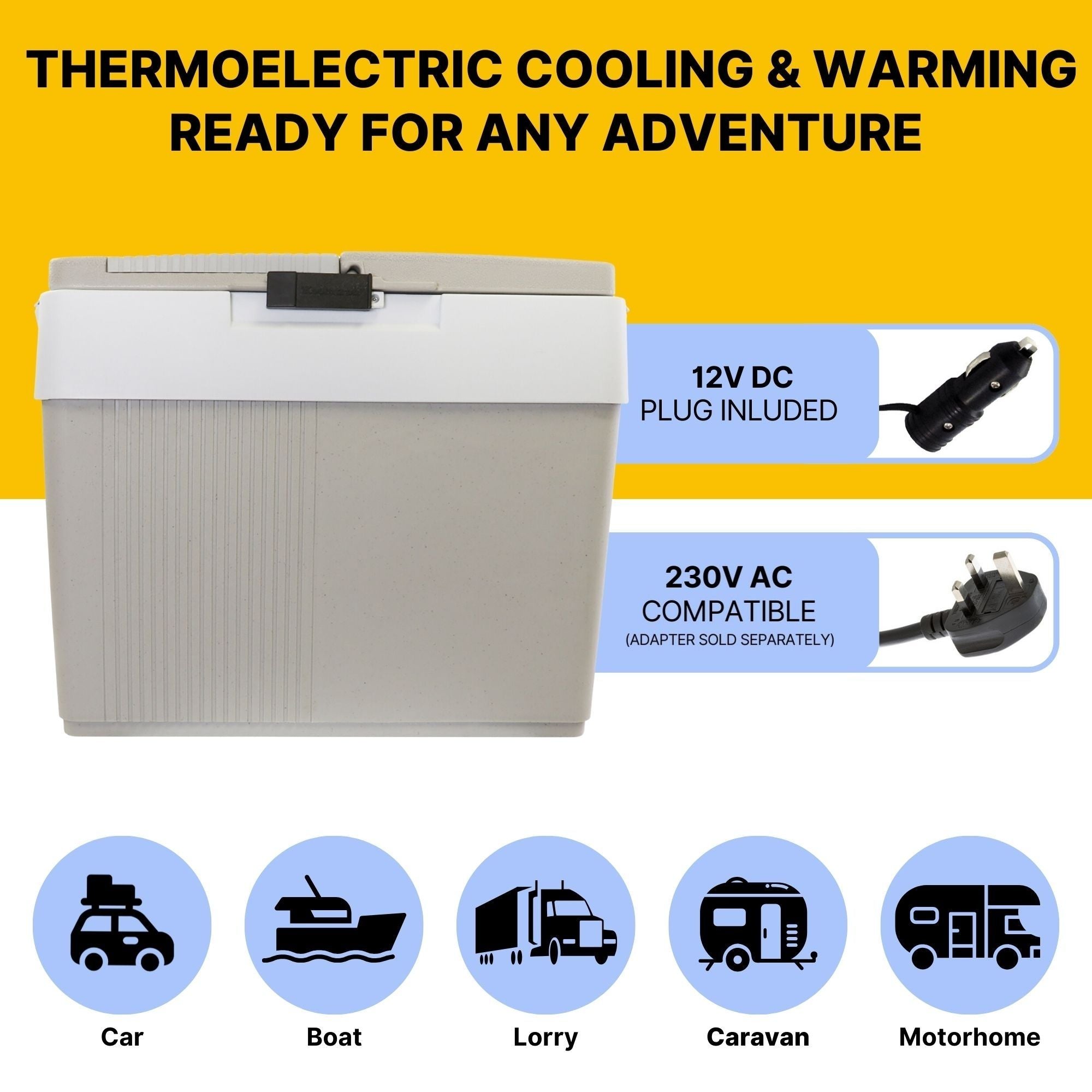 Electric Cool Box 31L Cooler Box 52 Can Portable 12v Camping Car Fridge Refrigerator For Campervan Perfect for Road Trips Picnics Travel Cooler/Warmer